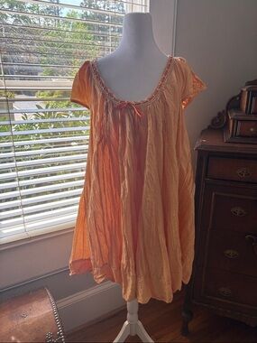 Anthropologie Peach Orange Peasant Dress